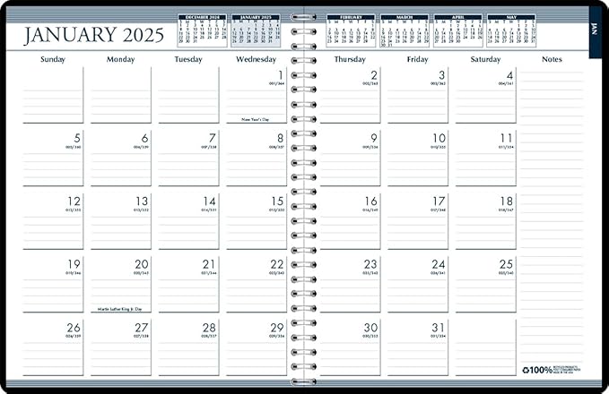 House of Doolittle 2025 Weekly and Monthly Calendar Planner, 6.9 x 8.75 Inches, Black, January - December (HOD286802-25)