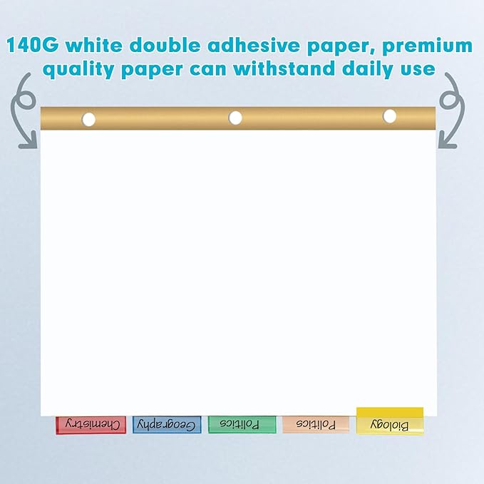 Binder Divider, PANDRI 120 Pack Binder Index White Dividers with 5 Tabs and Sticky Notes, Letter Size Paper Binder Divider for School Office Home Business