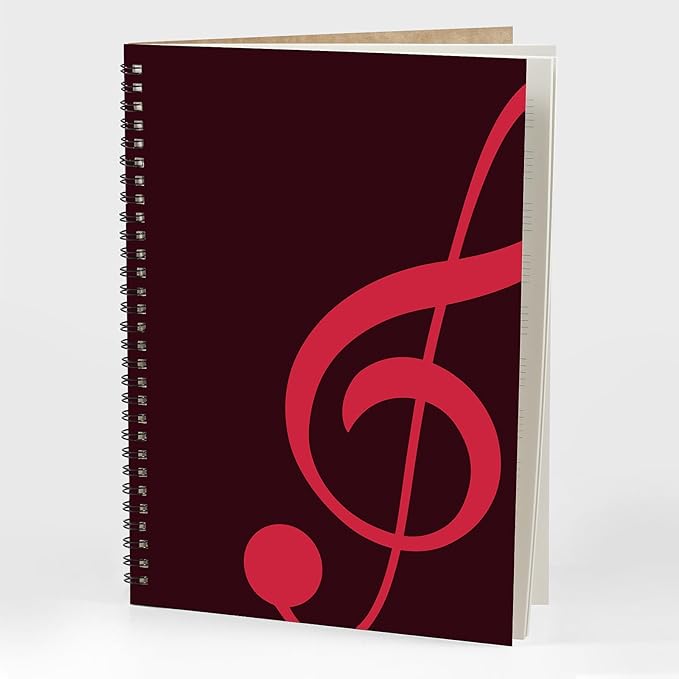 MAXCURY Blank Sheet Music Composition Manuscript Staff Paper Art Music Notebook Black 100 Pages 26x19cm (Wine/Fuchsia)