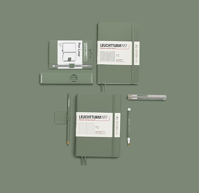 LEUCHTTURM1917 - Drehgriffel Writing Pen (Olive) - Ballpoint Pen with Royal Blue Ink Included