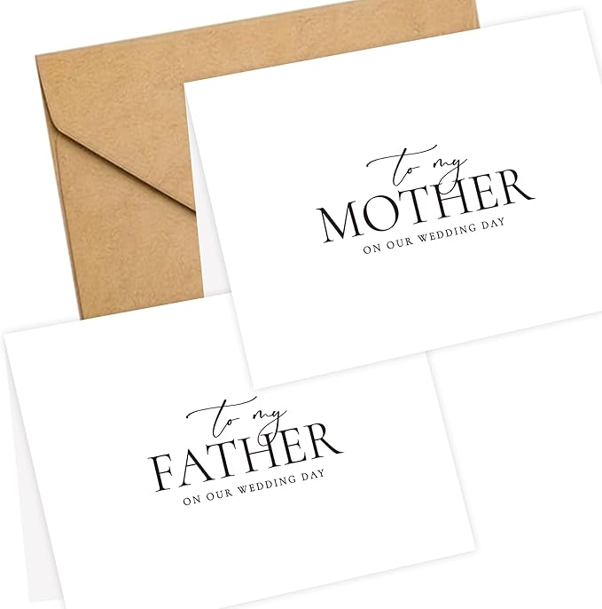 LADY&HOME Set of 2 Wedding Day Cards to Father and Mother,To My Father and Mother on My Wedding Day Card (A1:Father & Mother)