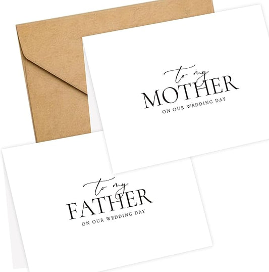 LADY&HOME Set of 2 Wedding Day Cards to Father and Mother,To My Father and Mother on My Wedding Day Card (A1:Father & Mother)