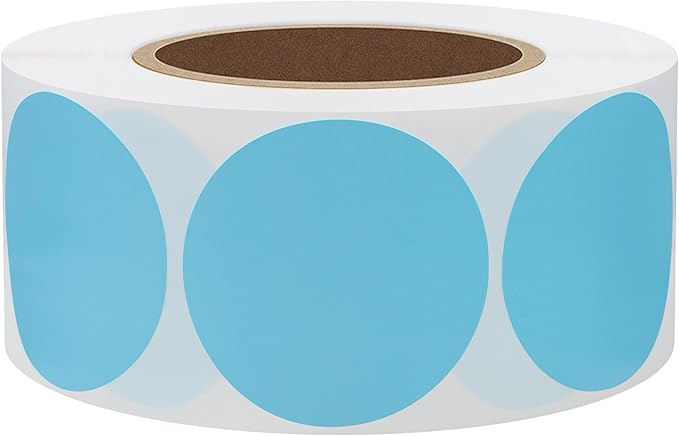 Hybsk 1.5 inch Circle Color Direct Thermal Stickers Shipping Labels for Barcodes,Name Tag,DIY Logo Design,Inventory– Compatible with Zebra,Rollo,Munbyn,and More-1000 pcs (1.5 inch,Light Blue)