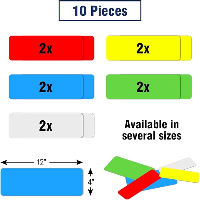 Dry Erase Magnetic Labels Large 12"x 4", Big Magnetic Labels for Whiteboards School Classroom Office Home,Pack of 10