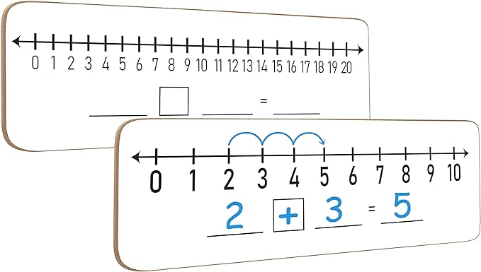 SCRIBBLEDO Dry Erase Number Line Board 4”x12” Inch Lapboard Double Sided White Board Featuring 0-10 Number Line On One Side 0-20 On The Other for Students Desk Whiteboard Math Manipulatives