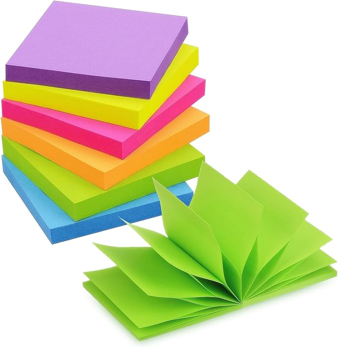 Pop Up Sticky Notes 3x3 inch Bright Colors Self-Stick Pads 24 Pads/Pack 70 Sheets/Pad Total 1680 Sheets