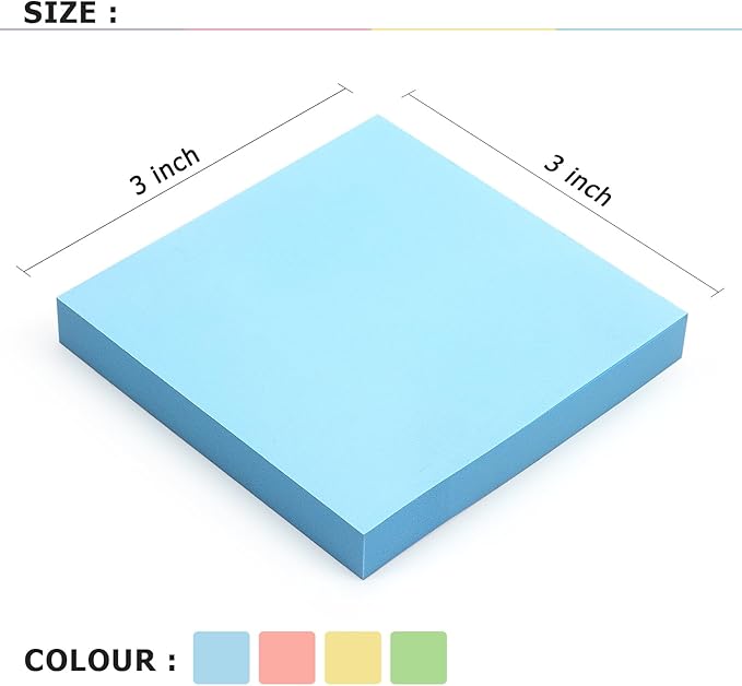 Sticky Notes 3x3 Self-Stick Notes Bright Colors Sticky Notes 4 Pads 100 Sheets/Pad (Pastel)