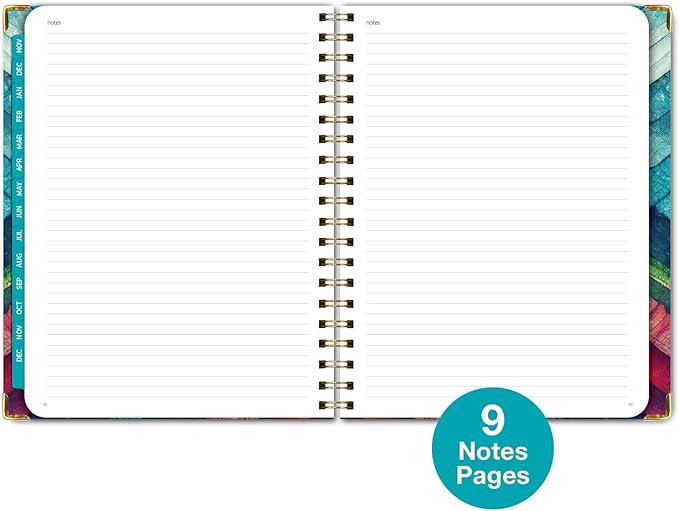 HARDCOVER 2025 Planner, 8.5"x11": 14 Months (November 2024 - December 2025), Daily Weekly Monthly Planner, Yearly Agenda, Bookmark, Pocket Folder and Sticky Note Set (Rainbow Oak)