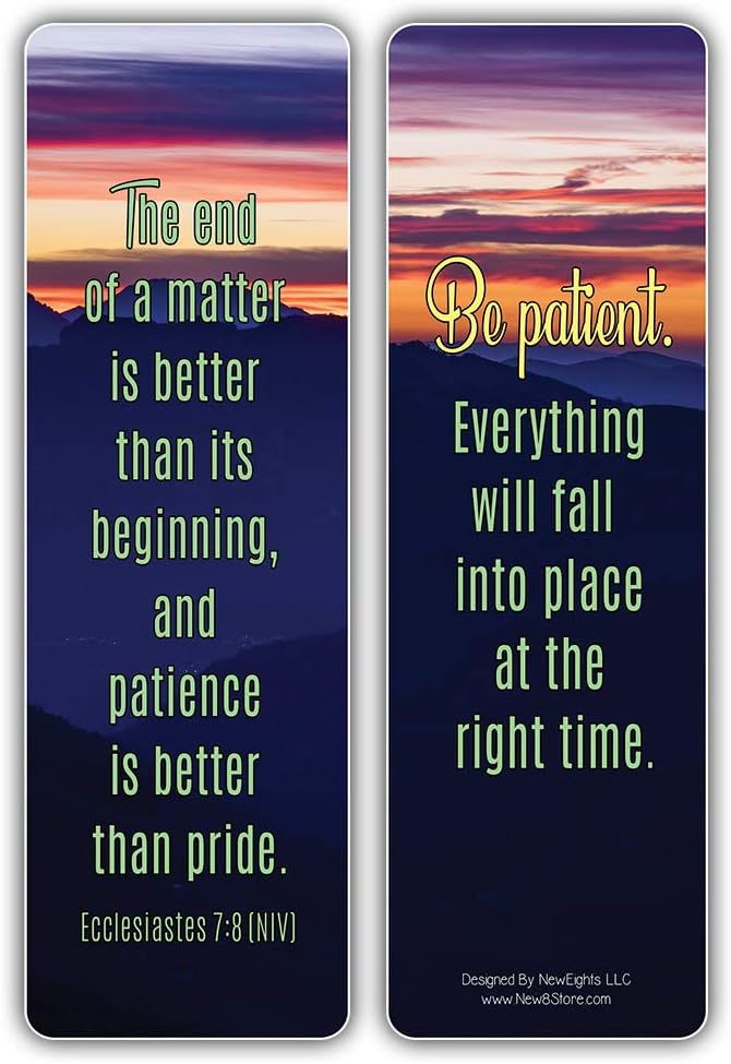 NewEights Famous Verses and Quotes on Patience Bookmarks (12-Pack) – Daily Motivational Card Set – Epic Collection Set Book Page Clippers – Cool Gifts for Men, Women – Bible Verses Sayings