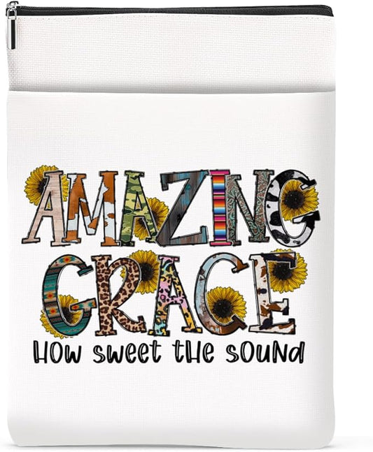 Inspirational Western Faith Christian Gifts Book Sleeve Book Cover Religious Cowgirl Accessories for Women Therapist Mom Friendship Christmas Birthday Book Lovers Gifts Book Protector with Zipper