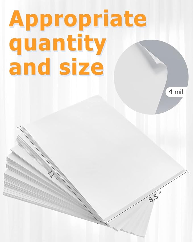 Lzerking Premium Printable Vinyl for Inkjet Printer Sticker Papers 200 Matte 8.5’’x11’’ Waterproof White Lables Decal Paper for Cricut