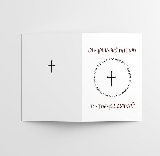 M Market On Mainstreet Christian Ordination Card w/Envelope, 5x7 inches, Made in the USA (Calligraphy Priest, Single Card)