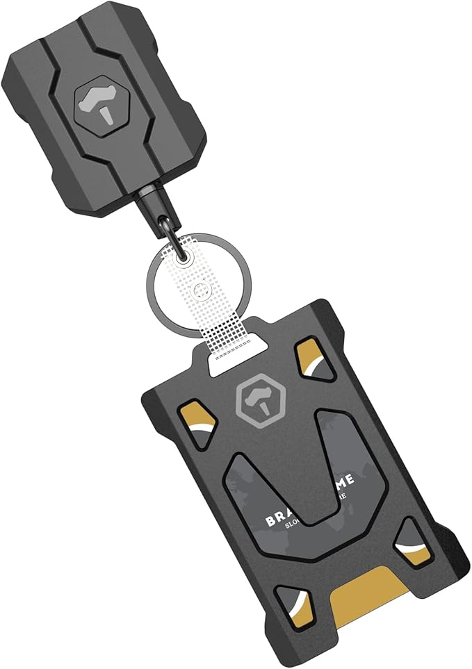 Retractable Keychain Badge Holder with Belt Clip, Heavy Duty Carabiner ID Badge Clip Reel, 31.5” Steel Retractable Cord, 10 oz Rebound，Black-1 Pack (with 1 Badge Clip)