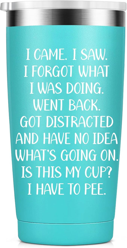 I Came I Saw Tumbler for Women - Funny Tumbler for Women - Fun Birthday Gifts for Women, Sister, Mom, Bestie, Female Coworkers, 20 Oz Stainless Steel Insulated Funny Water Tumbler, Mint
