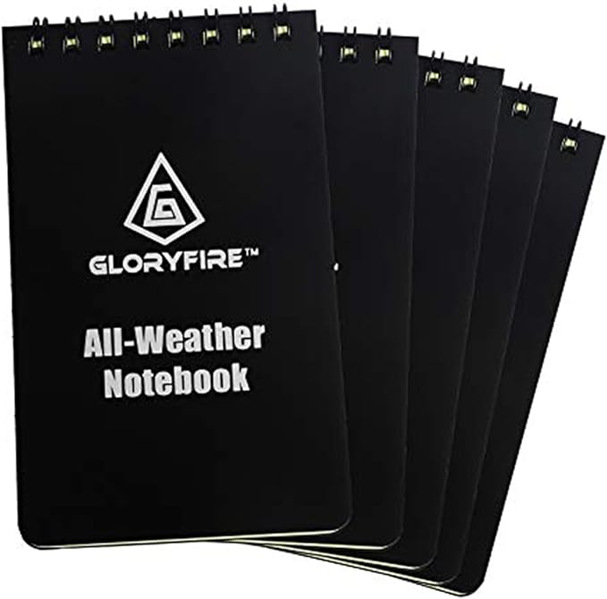 GLORYFIRE Waterproof Notebook All Weather Shower Pocket Tactical Notepad with Cover Steno Pad Memo Book