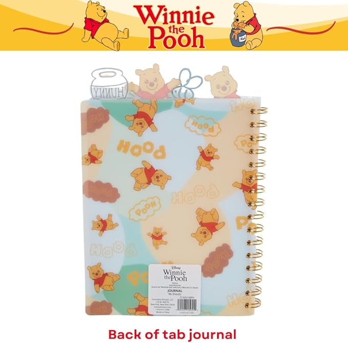 Innovative Designs Winnie the Pooh Tab Journal Notebook, Spiral Bound, 96 Lined Pages, 8 x 7 inches