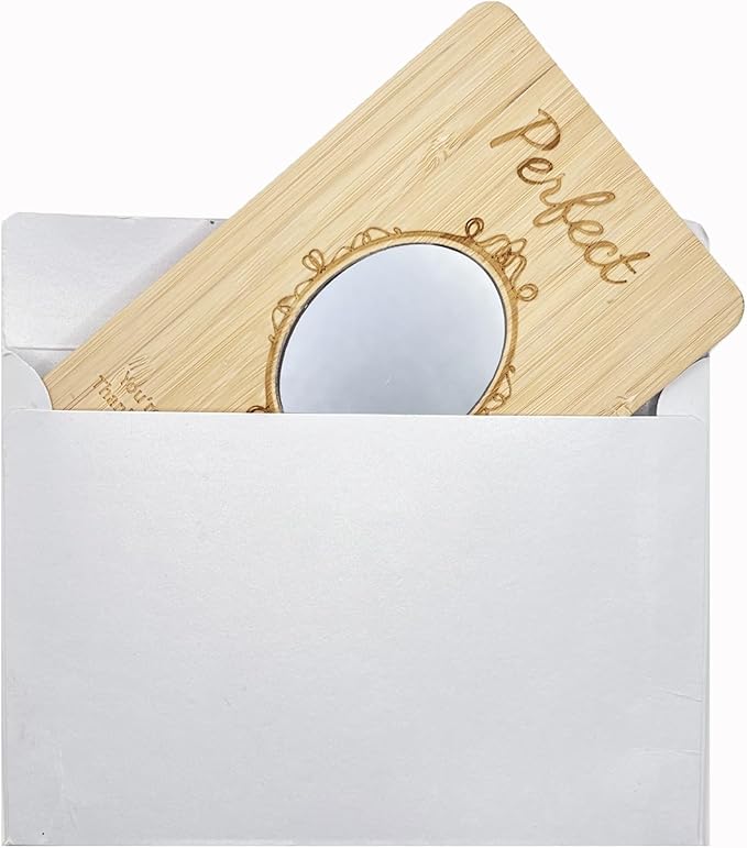 Mothers Day Cards,Handmade Bamboo Greeting Cards,Wooden Thankyou Card,Mother's day Card for Mom,Mum,Mirror