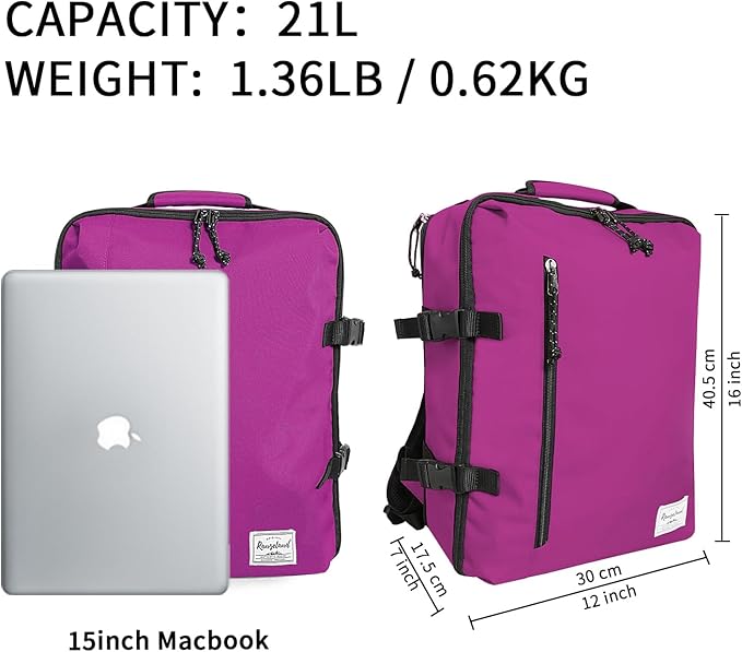 Lightweight Backpack for Women Airline Approved Weekender Bag with Separate Laptop Compartment, Travel Gym Sport, Orchid