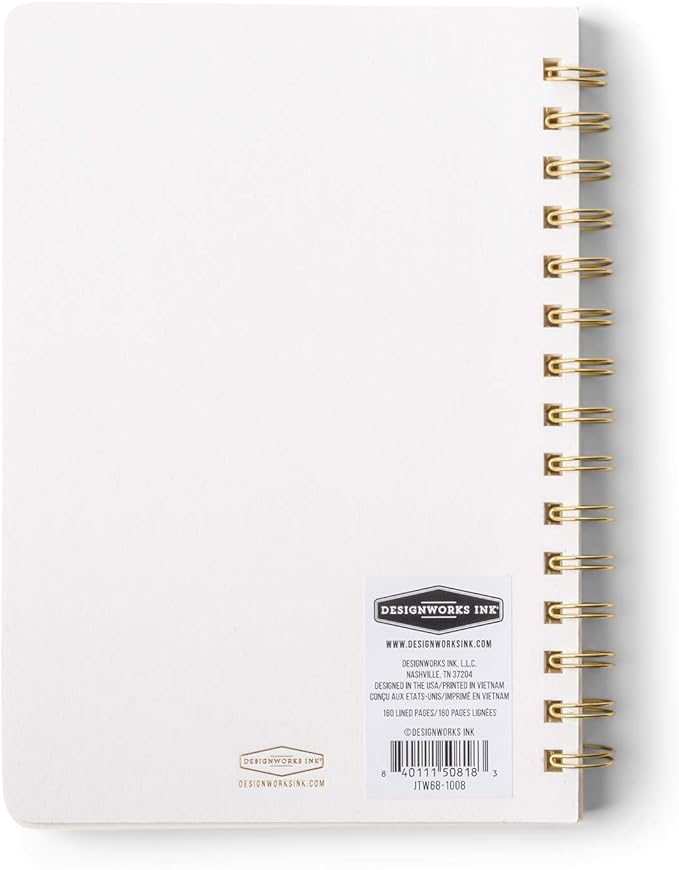 DesignWorks Ink 6" x 8.25" Speckled Ivory White Textured Paper Twin Wire Spiral Notebook Journal with 160 Lined Pages for Work, Writing, Journaling