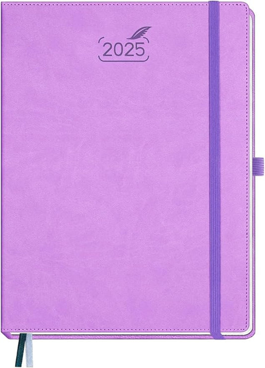 BEZEND 2025 Planner Daily Weekly & Monthly 8.5" x 11" (Jan - Dec 2025) Agenda 2025 Vertical Calendar Book with Hourly Schedule, Monthly Tabs, Pen Holder, Vegan Leather Hard Cover - Lavender