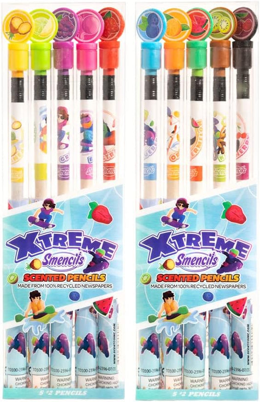 X-Treme Sports Smencils (2 Pack) - Patented Gourmet Scented Pencils, 5 Count, Gifts for Kids, School Supplies, Classroom Rewards, Party Favors