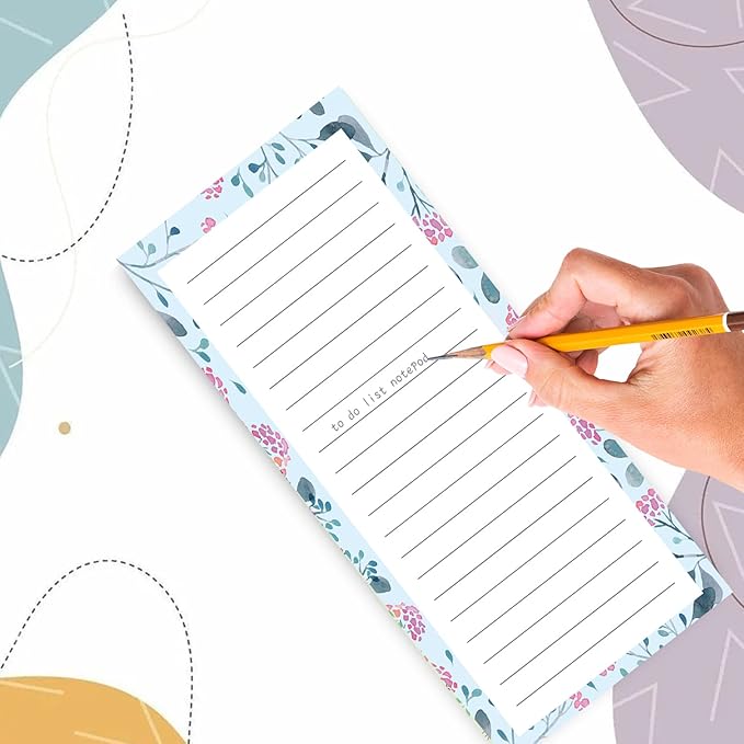 Joyberg Magnetic Notepads for Refrigerator - Flower Design, 50 Sheets Per Pad, 4 Pack Memo Pads for Grocery Lists and To-Dos