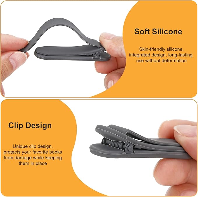 6Pcs Automatic Bookmark, Silicone Smart Book Marks for Reading Women, Men, Kids,Cute Unique Book Markers Bookmark Clip Reading Accessories Gifts for Book Lovers