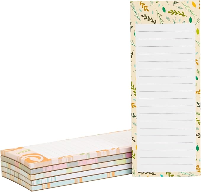 Juvale 6-Pack Magnetic Grocery List Pad for Fridge- Cute Shopping List Paper Note Pads for Refrigerator, To-Do Memos (6 Floral Designs, 60 Sheets Each)