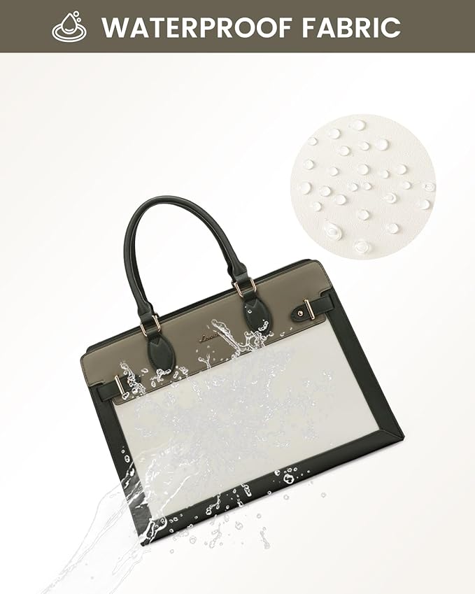 LOVEVOOK Laptop Bag for Women, 15.6 Inch Large PU Leather Tote Bag, Professional Teacher Work Bag, Waterproof Business Computer Briefcase, Shoulder Tote Purse for Office