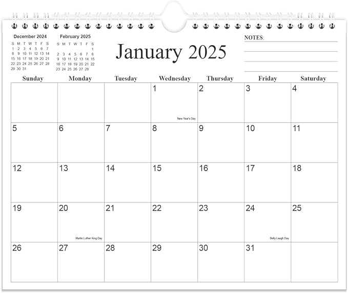 Calendar 2025-18 Months Calendar from January 2025 to June 2026, Wall Calendar 2025-2026 with Thick Paper, 8.5" x 11", Black