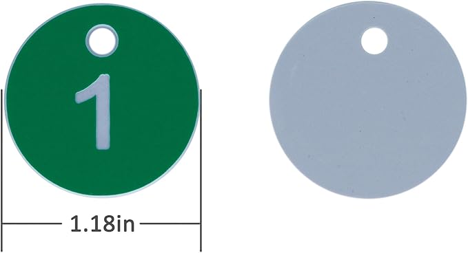 StayMax Plastic ID Number Tags Engraved Tags Key Tags Without Key Rings (101-200, Green)