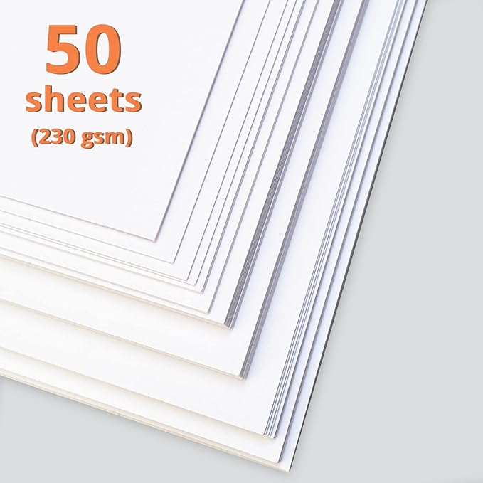 HTVRONT White Cardstock Paper Bundle - 50 Sheets Cardstock 8.5 x 11 Inch, 230 GSM Thick Cards for Cricut Machine, White Printer Paper for Scrapbooking, Crafts, Home Decoration (White/50 Sheets)