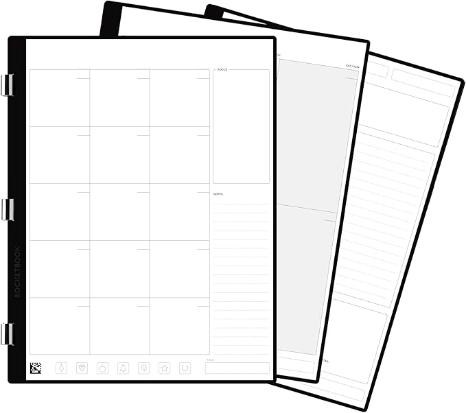 Rocketbook New Pro Monthly/Weekly Planner Page Pack | Scannable Pro Pages for To Do Lists and Agendas - Write, Scan, Erase, Reuse | 20 Sheets | Letter Size: 7.8 in x 10.5 in