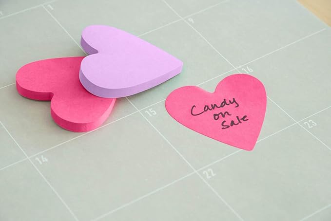Post-it Notes, Heart Shape, Assorted Colors, 2.6x2.6 in, 2 Pads, 75 Sheets/Pad (7350-HRT)