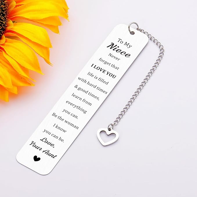 Niece Gifts from Auntie, Christmas Stocking Stuffers Gifts for Niece, Niece Gifts from Aunt, To My Niece Bookmark from Aunt, Birthday Gifts for Niece, Christmas Party Gifts for Niece, Aunt Niece Gifts