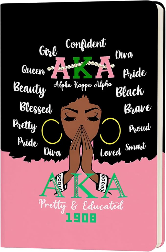 AKA Sorority Gift Leather Notebook for Women Girls Pink and Green Greek Sorority Journal Notebook Sisterhood Graduation Gift (3)
