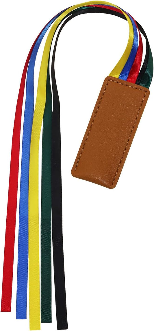Bible Ribbon Bookmark Artificial Leather Multiple Page Marker with 5 Color Ribbons for Book Lover Reader Teacher Student Christmas Gift (Brown)