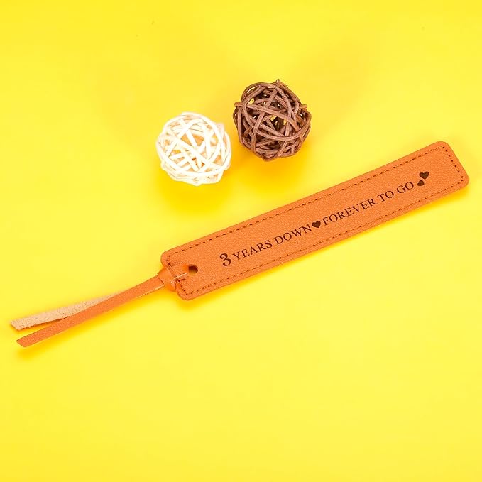 Leather Bookmark 3rd Wedding Anniversary, 3 Year Anniversary Wedding Gifts for Women Men Valentines Day Christmas Birthday Gifts 3 Years as Husband & Wife Gift for Her Him Couple 3 Years of Marriage
