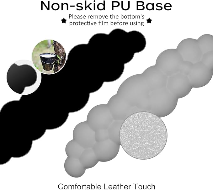JIKIOU Upgrade Leather Cloud Keyboard Wrist Rest, Cloud Wrist Rest with Non-Slip PU Base, Comfortable Memory Foam Wrist Rest for Computer Laptop Mac Gaming Office and Pain Relief Christmas Wish Gift