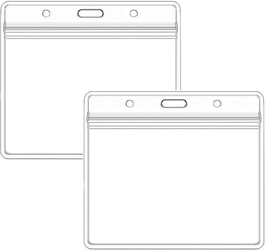 Extra Thick Horizontal ID Card Name Tag Badge Holder with Waterproof Type Resealable Zip (Holders, 100Packs)