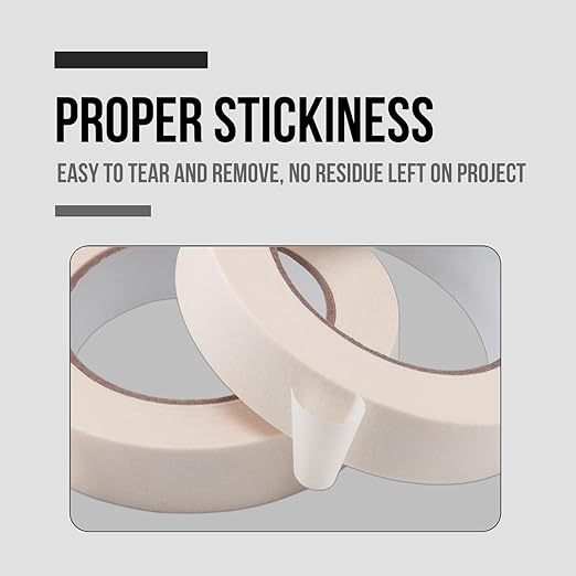 Lichamp Masking Tape 1 inch, 4 Pack General Purpose Beige Masking Tape White Masking Paper, 1 inch x 55 Yards x 4 Rolls (220 Total Yards)