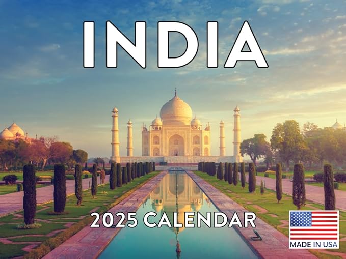 India Calendar 2025 Travel Photo Monthly Wall Calender 12 Month | American Made In The USA