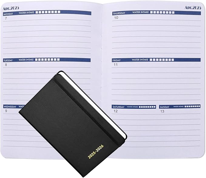 Cheneyboo Planner 2025 - January 2025- June 2026 Planner, Yearly Monthly Weekly Daily Planner 2025-2026, 18 Month Planner, Faux Leather Hardcover, 5.2"x7.5", Black
