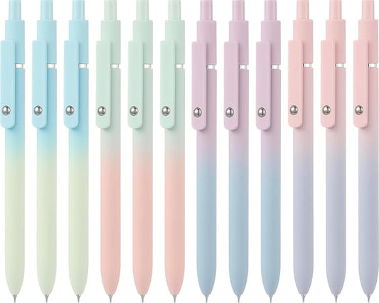 LINFANC 12 Pack Gel Pens Cute Pens Medium Point 0.7mm Pen Black Ink Pens for Journaling Aesthetic Pens Gel Pens School Supplies Black Pens Gel Ink Pen Office Supplies