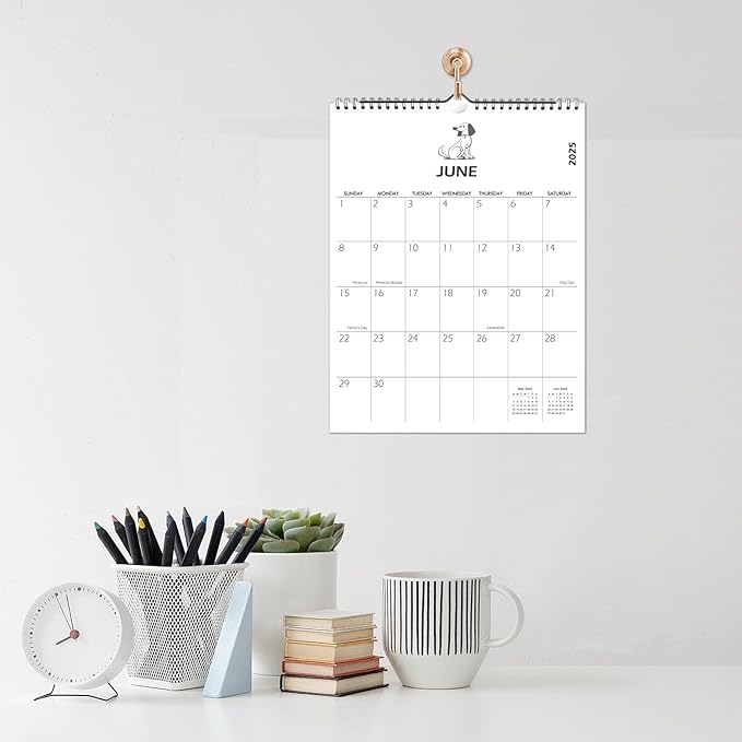 2025 Wall Calendar - Vertical Wall Calendar 2025, January 2025 - June 2026, Medium Calendar(11.5'' x 14.5''), Simple Calendar 2025 for Office, School, Home