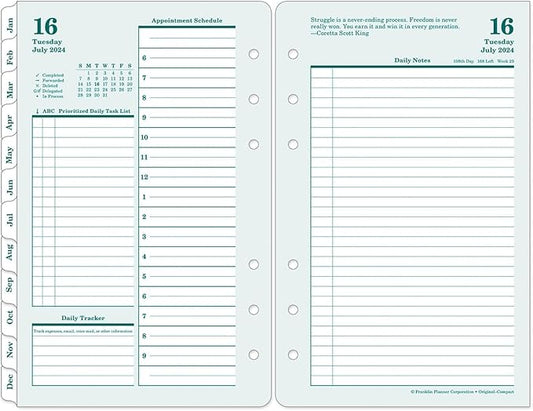 FranklinCovey - Original Two Page Per Day Ring-Bound Planner (Compact, Jul 2024 - Jun 2025)