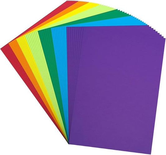 Colored Cardstock 8.5 in x 11 in,56 Sheet Classic Rainbow Index Paper 300 GSM/110 LB HeavyWeight Card Stock Set of 7 Colors for Cutting DIY Kids Art Craft