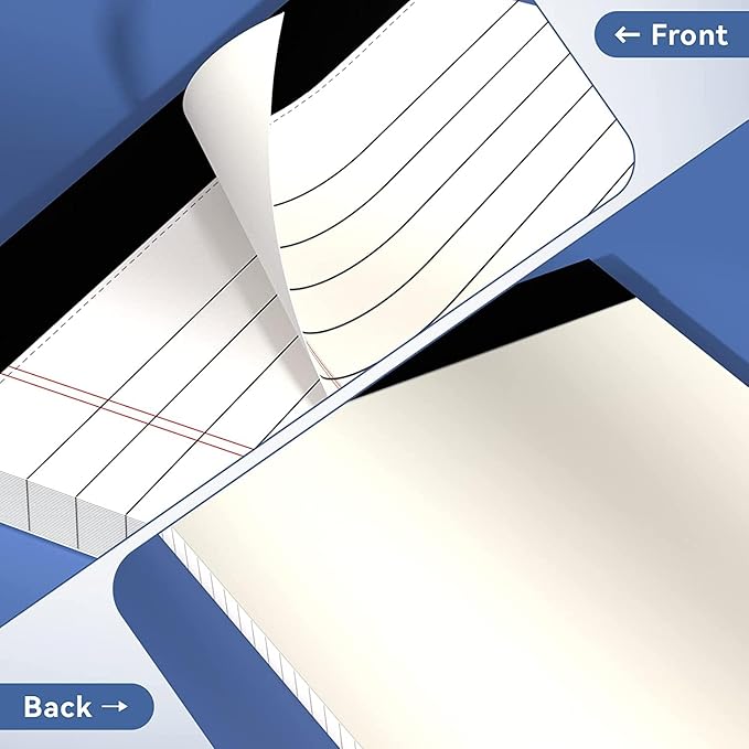 5" x 8" Note Pads 6 Pack of Legal Pads 30 Sheets Notepad College Ruled Small Writing Pads Perforated Pages Paper Pads 80GSM Heavyweight Paper Note Pads for Home, Office, or School