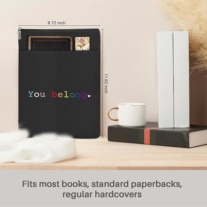 Book Themed Gifts Waterproof Book Sleeve Book Pouch LGBT Equality Rights Reading Gifts for Women Sister Book Covers for Paperbacks Book Accessories Book Protector with Zipper and Front Pocket