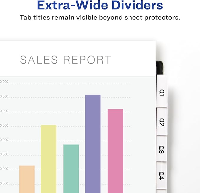Avery Big Tab Extra-Wide Insertable Clear Tab Dividers for 3 Ring Binders, 8-Tab Set, White, 6 Sets (11254)